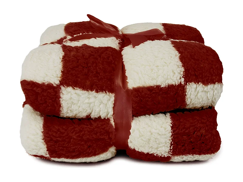 Plaid à carreaux 150x200cm - Blanc tourterelle