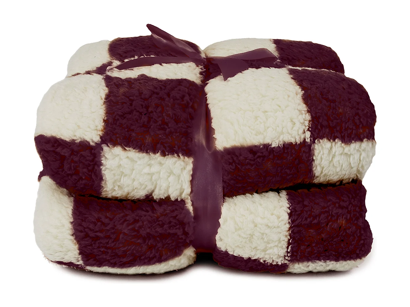 Plaid Check 150x200cm - Taubenweiß/Dunkelviolett