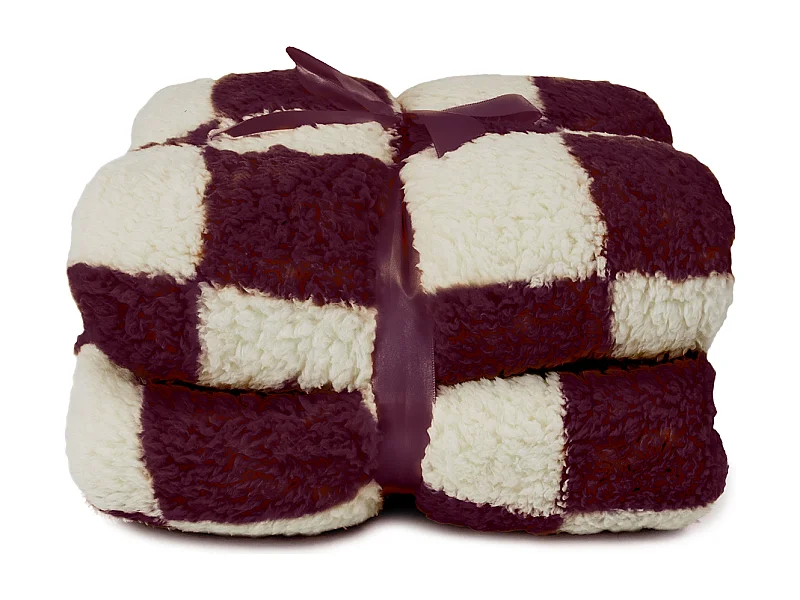 Plaid Check 150x200cm - Taubenweiß/Dunkelviolett