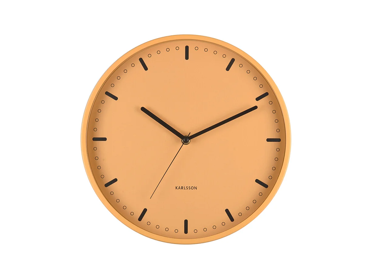 Horloge murale rétro tendance - 4 x 30 x 30 cm - Jaune