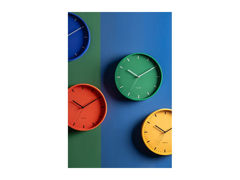 Horloge murale rétro tendance - 4 x 30 x 30 cm - Jaune