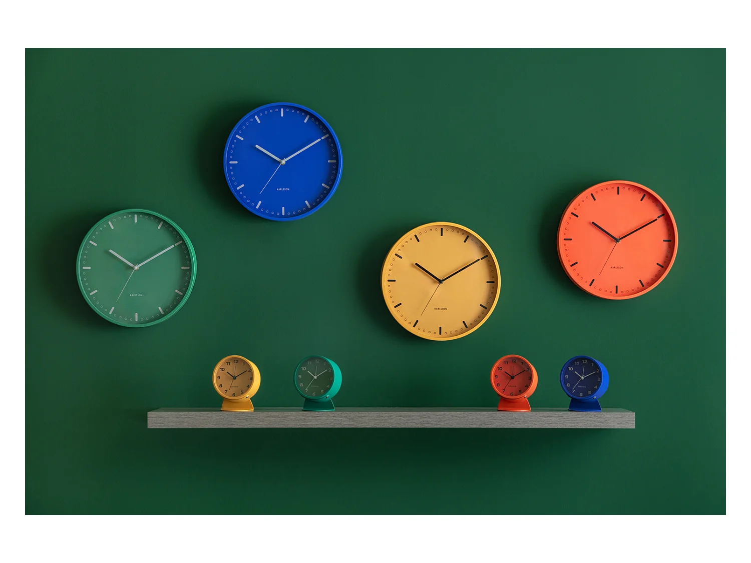 Horloge murale rétro tendance - 4 x 30 x 30 cm - Jaune