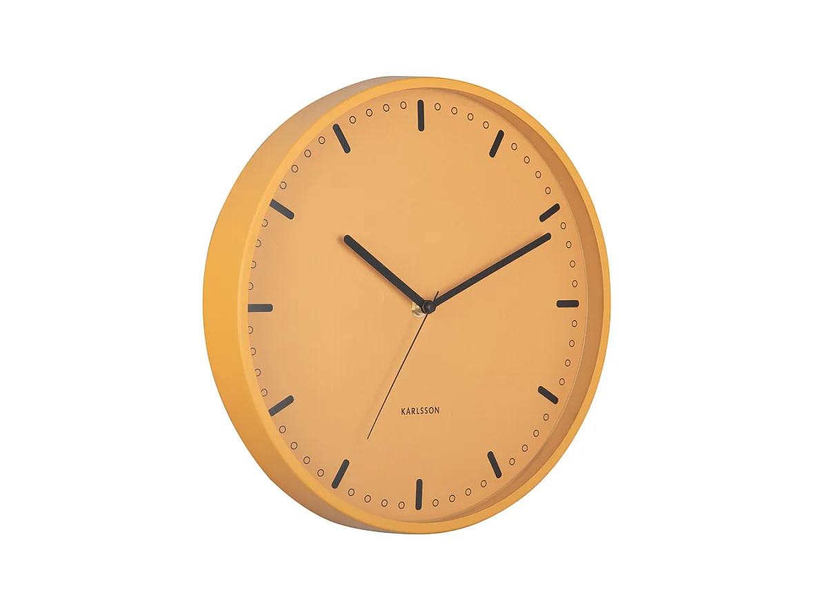 Horloge murale rétro tendance - 4 x 30 x 30 cm - Jaune