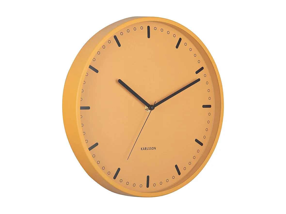 Horloge murale rétro tendance - 4 x 30 x 30 cm - Jaune