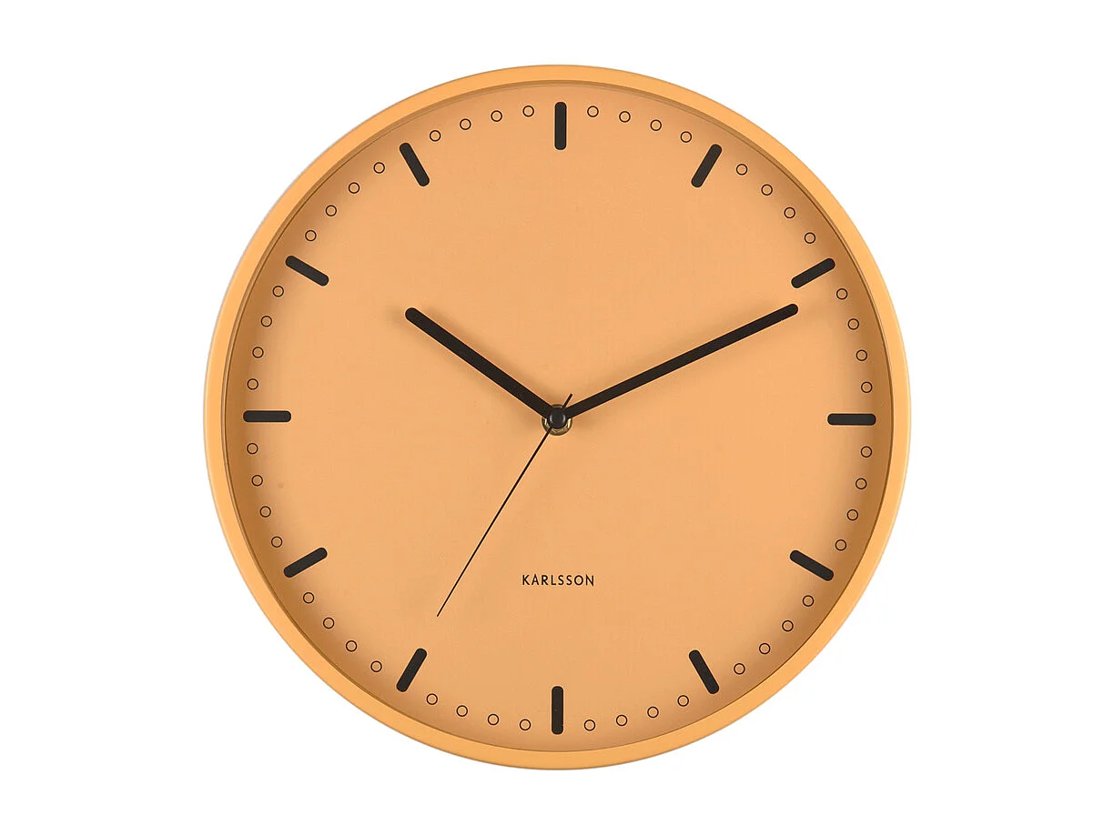Horloge murale rétro tendance - 4 x 30 x 30 cm - Jaune