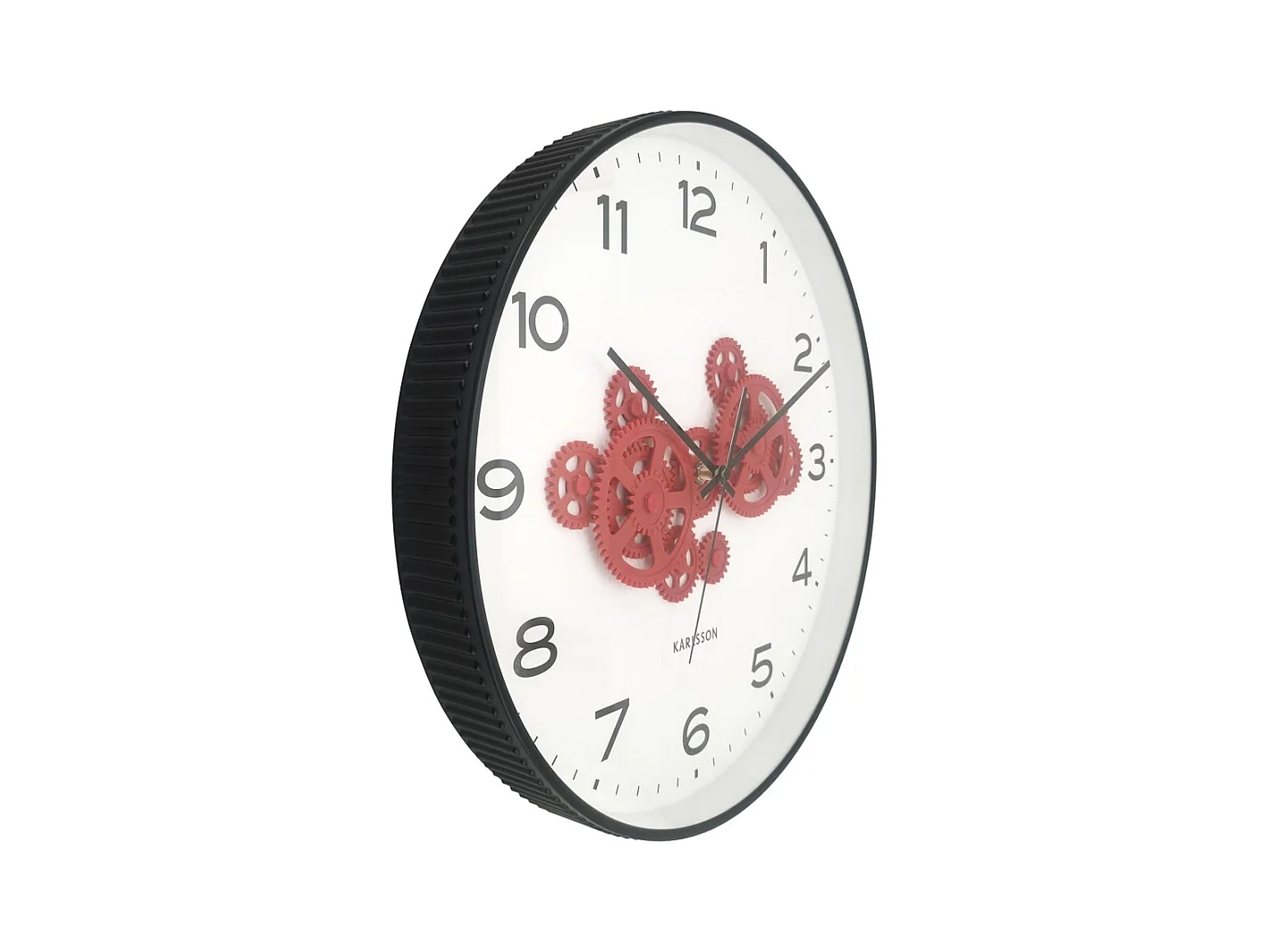 Horloge murale à engrenages ouverts - 40 x 5,66 x 40 cm - Noir