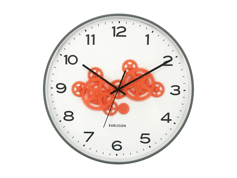 Horloge murale à engrenages ouverts - 40 x 5,66 x 40 cm - Gris