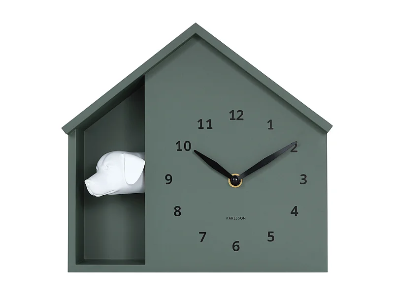 Horloge murale « Peeking Dog » - 24,9 x 24,9 x 27 cm - Vert