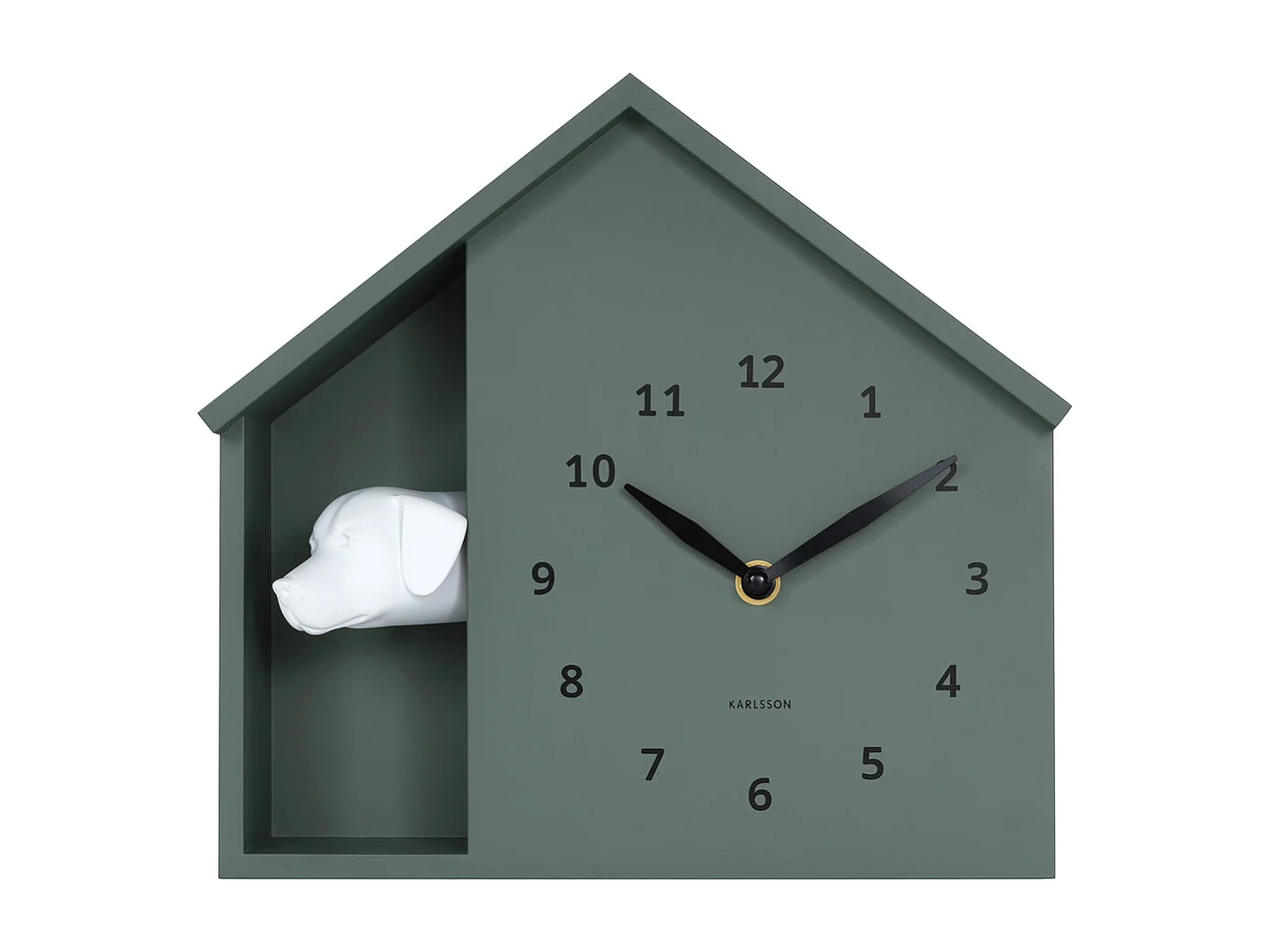 Horloge murale « Peeking Dog » - 24,9 x 24,9 x 27 cm - Vert