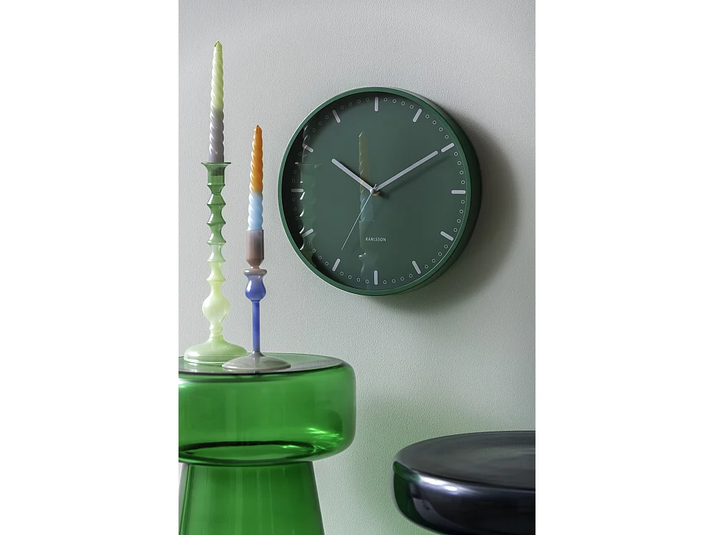 Horloge murale rétro tendance - 4 x 30 x 30 cm - Vert