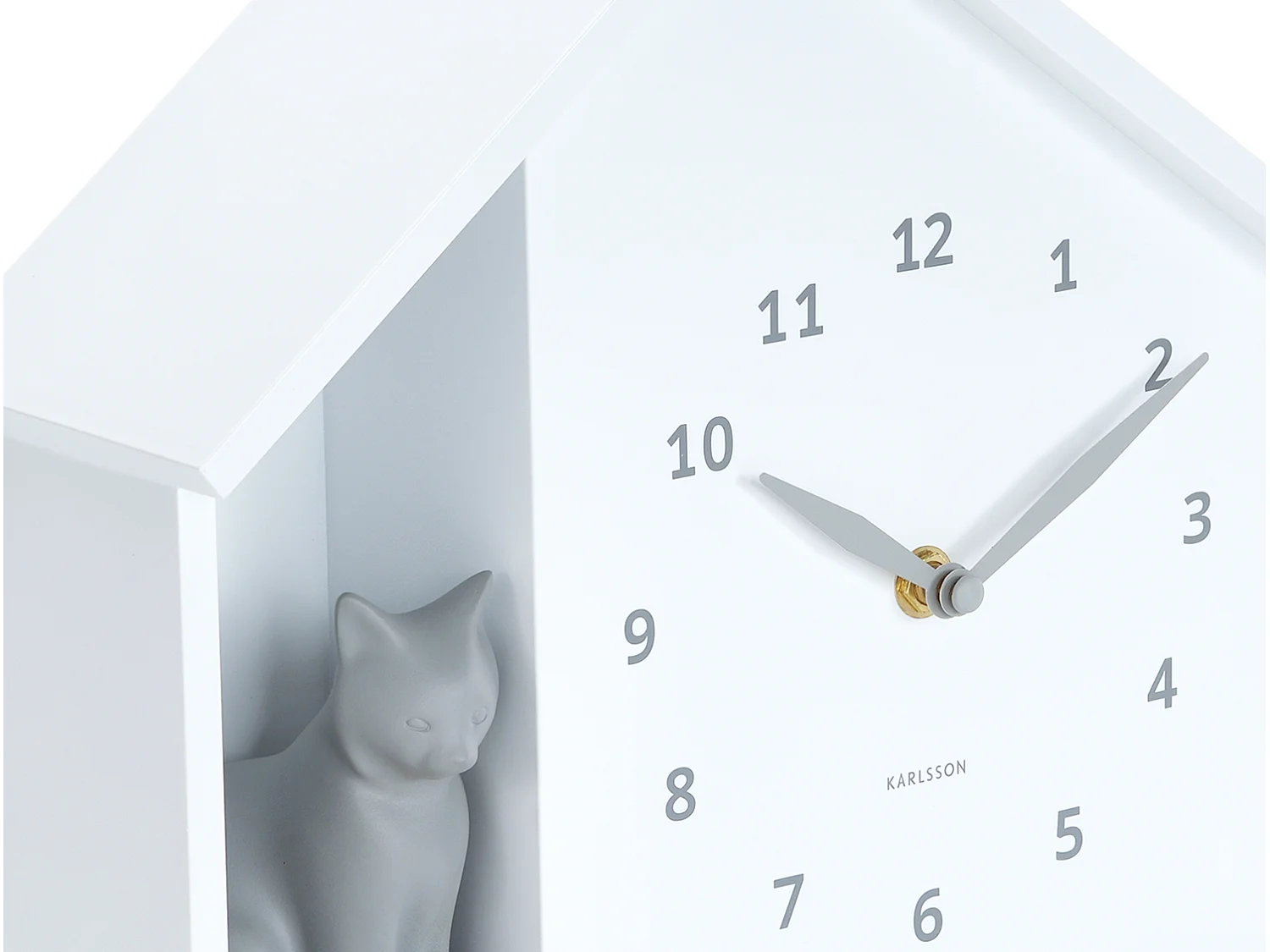 Horloge murale Chat assis - 24,9 x 24,9 x 27 cm - Blanc
