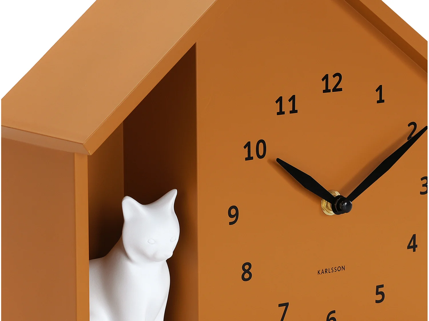 Horloge murale Chat assis - 24,9 x 24,9 x 27 cm - Jaune