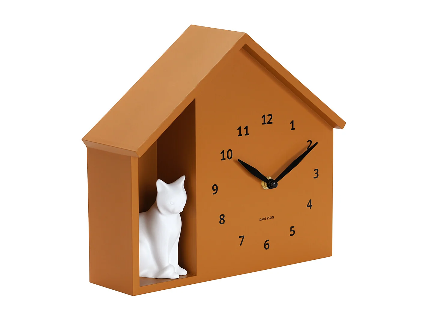 Horloge murale Chat assis - 24,9 x 24,9 x 27 cm - Jaune