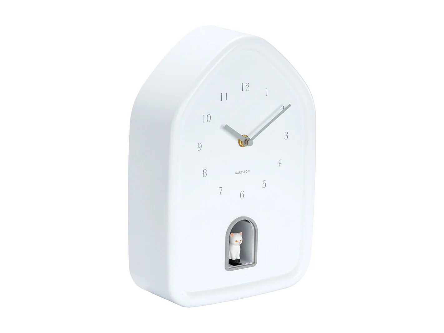 Horloge murale moderne Kitty - 29,1 x 29,1 x 29,1 cm - Blanc