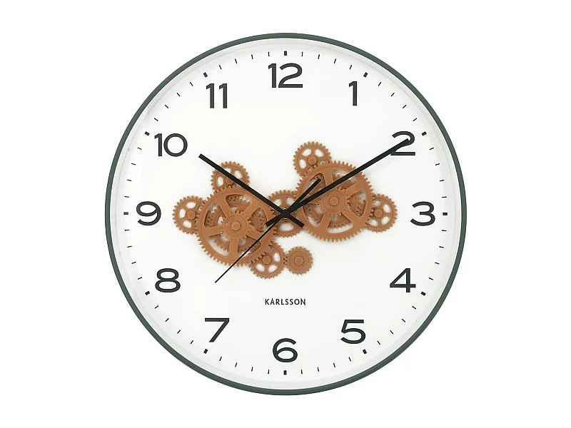 Horloge murale à engrenages ouverts - 40 x 5,66 x 40 cm - Vert