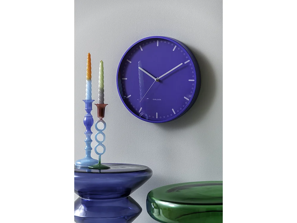 Horloge murale rétro tendance - 4 x 30 x 30 cm - Bleu