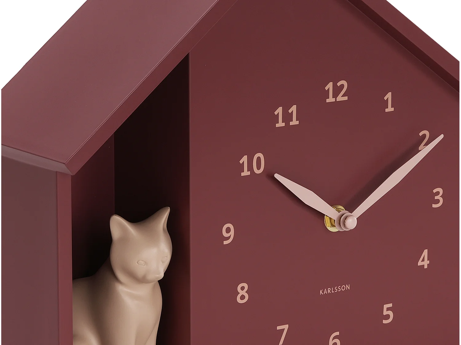 Horloge murale Chat assis - 24,9 x 24,9 x 27 cm - Rouge