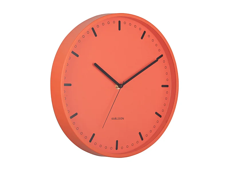 Horloge murale rétro tendance - 4 x 30 x 30 cm - Orange