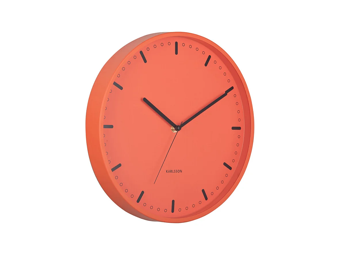 Horloge murale rétro tendance - 4 x 30 x 30 cm - Orange