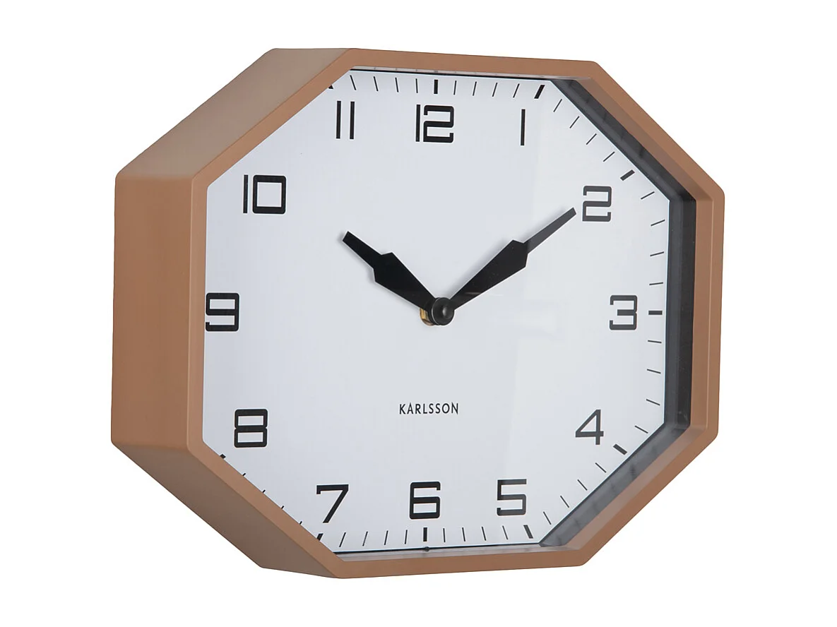 Réveil Modern Factory Octogone - 32x32x26 cm - Marron