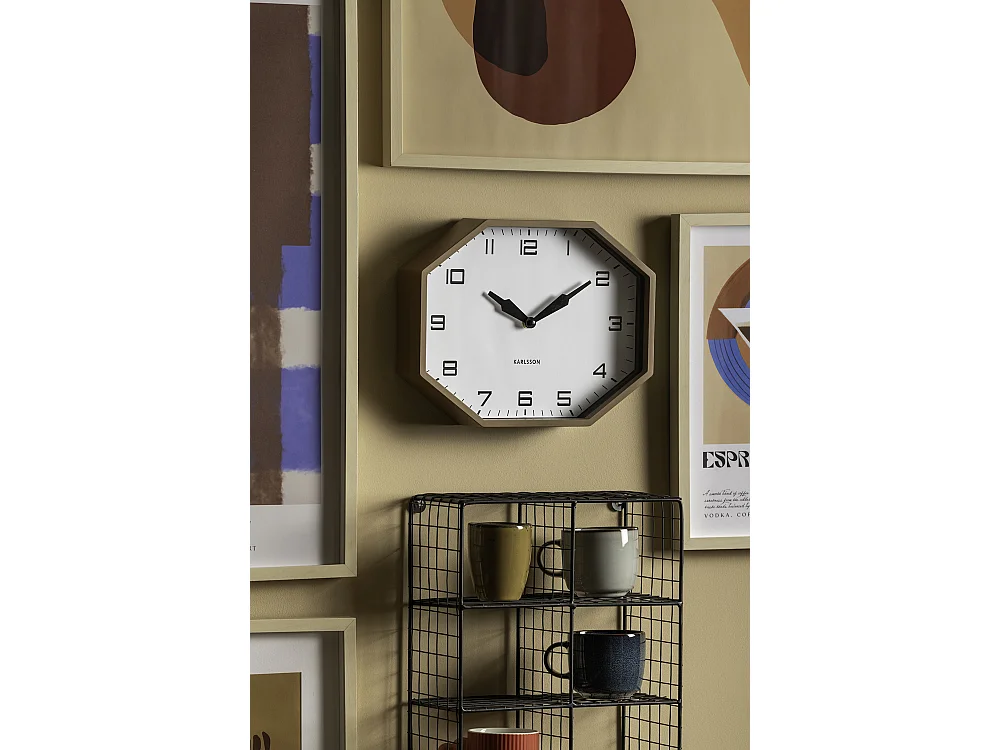 Réveil Modern Factory Octogone - 32x32x26 cm - Marron