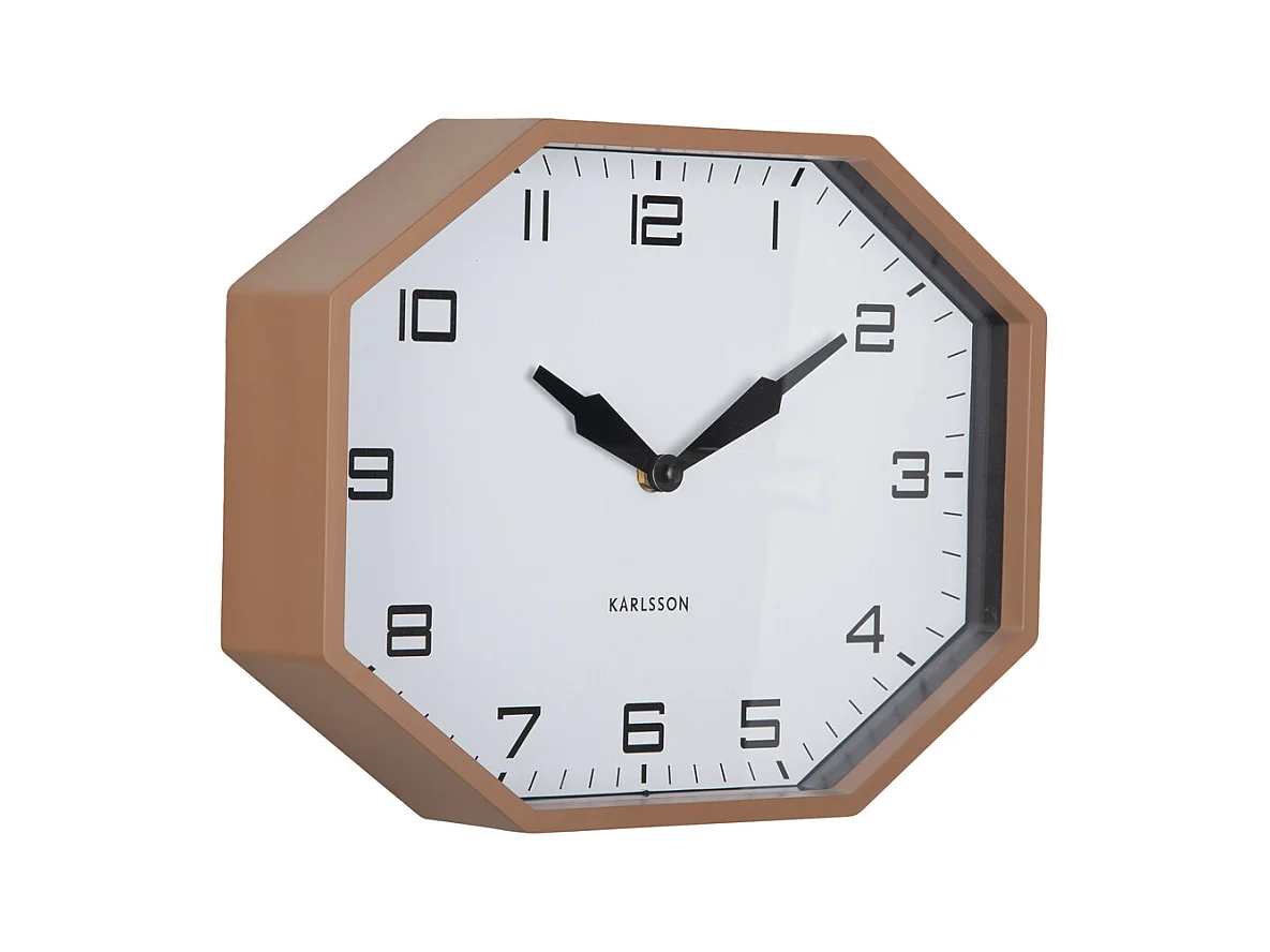 Wekker Modern Factory Octagon- 32x32x26 cm - Bruin