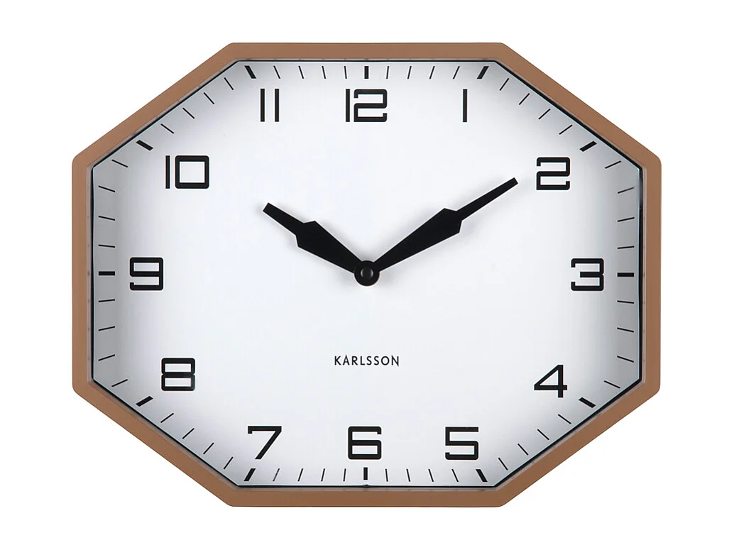 Réveil Modern Factory Octogone - 32x32x26 cm - Marron