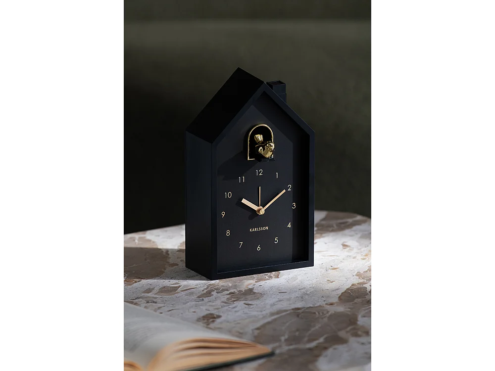 Wekker Modern Cuckoo Oro- 15x11.5x20 cm - Zwart