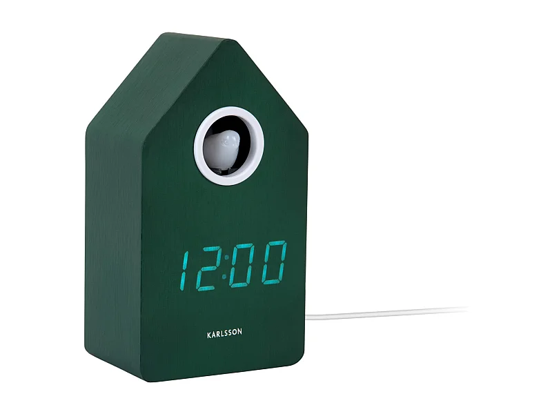 Wekker Cuckoo LED - 9x9x15.8 cm - Groen