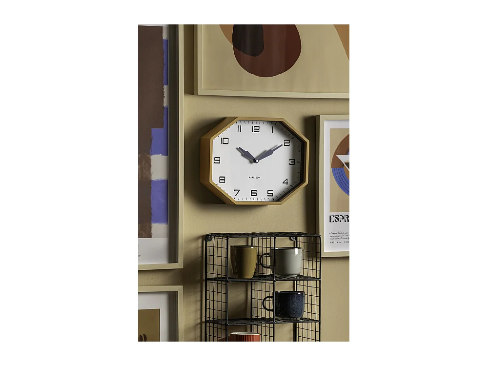 Réveil Modern Factory Octogone - 32x32x26 cm - Jaune