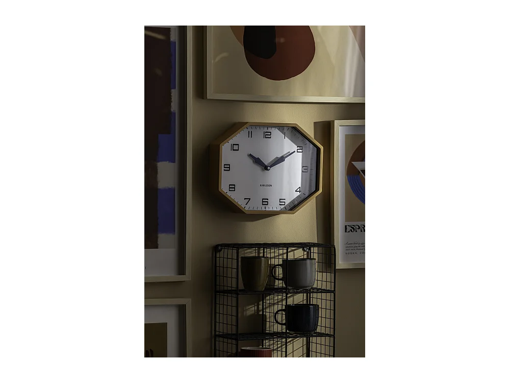 Réveil Modern Factory Octogone - 32x32x26 cm - Jaune