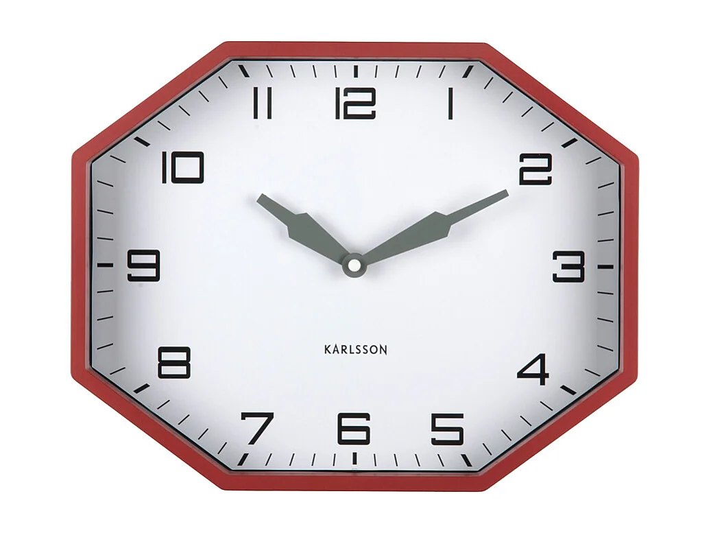 Réveil octogonal Modern Factory - 32 x 32 x 26 cm - Rouge