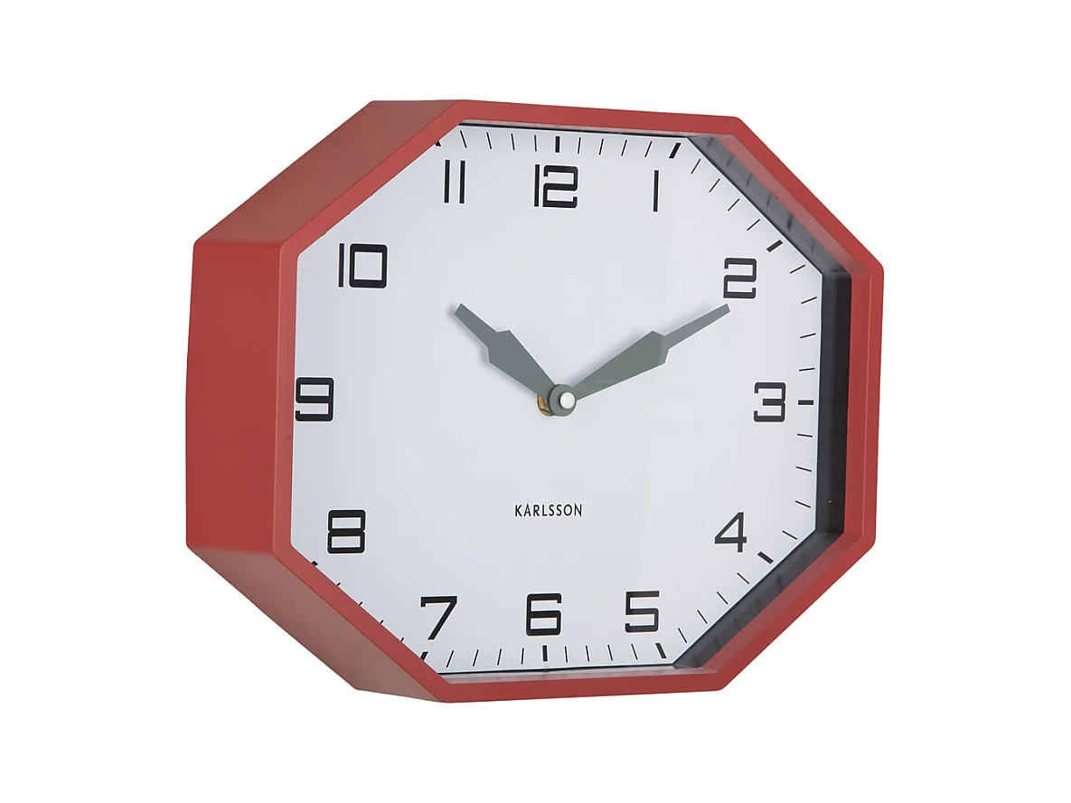 Wekker Modern Factory Octagon- 32x32x26 cm - Rood