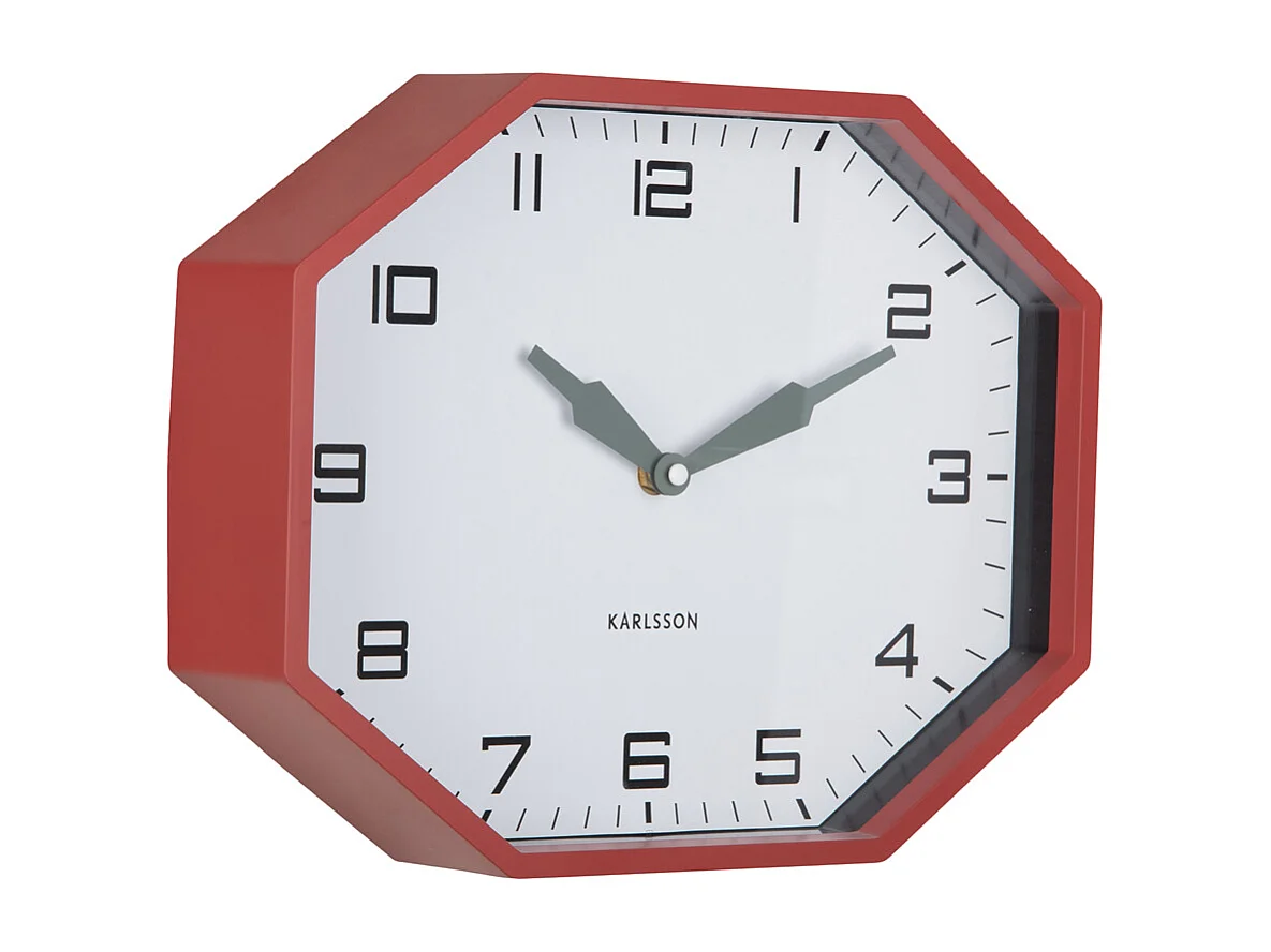 Réveil octogonal Modern Factory - 32 x 32 x 26 cm - Rouge