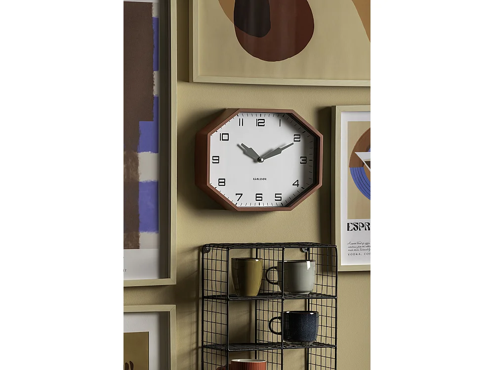 Réveil octogonal Modern Factory - 32 x 32 x 26 cm - Rouge