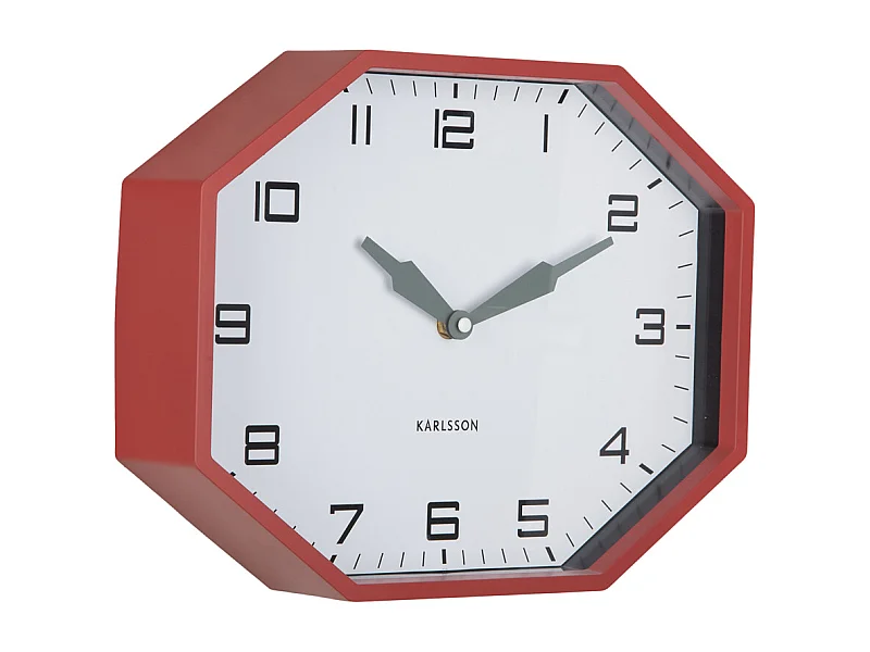 Réveil octogonal Modern Factory - 32 x 32 x 26 cm - Rouge