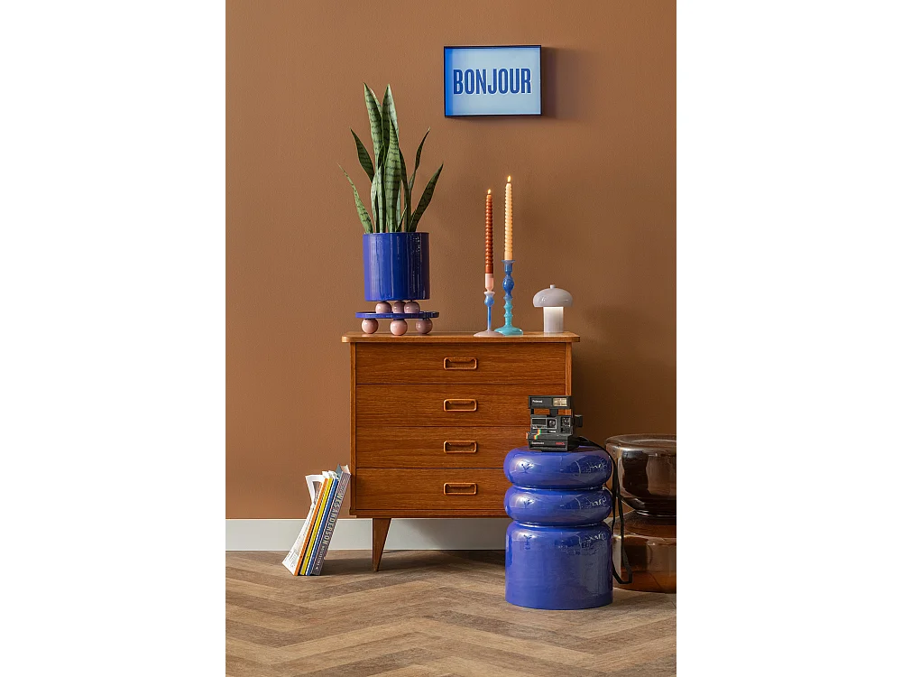 Plateau double Funky - 25x25x6,5 cm - Bleu