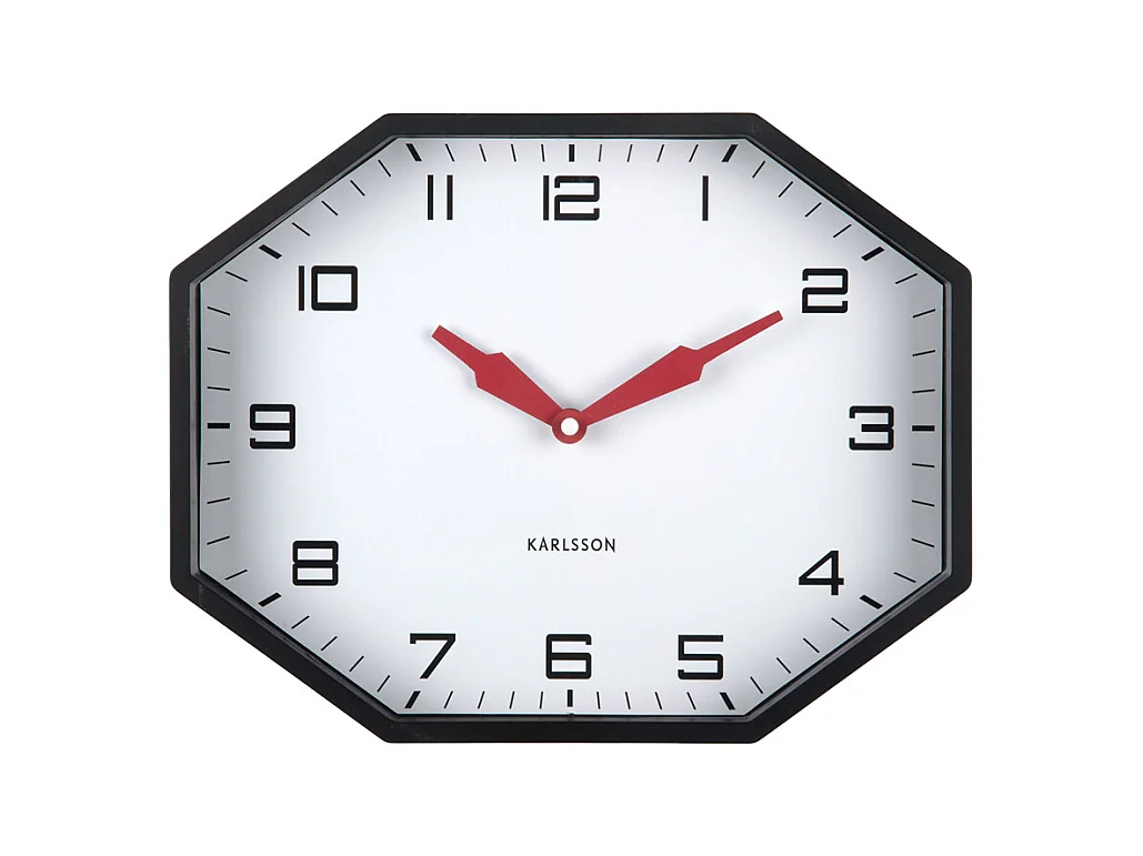 Réveil octogonal Modern Factory - 32 x 32 x 26 cm - Noir