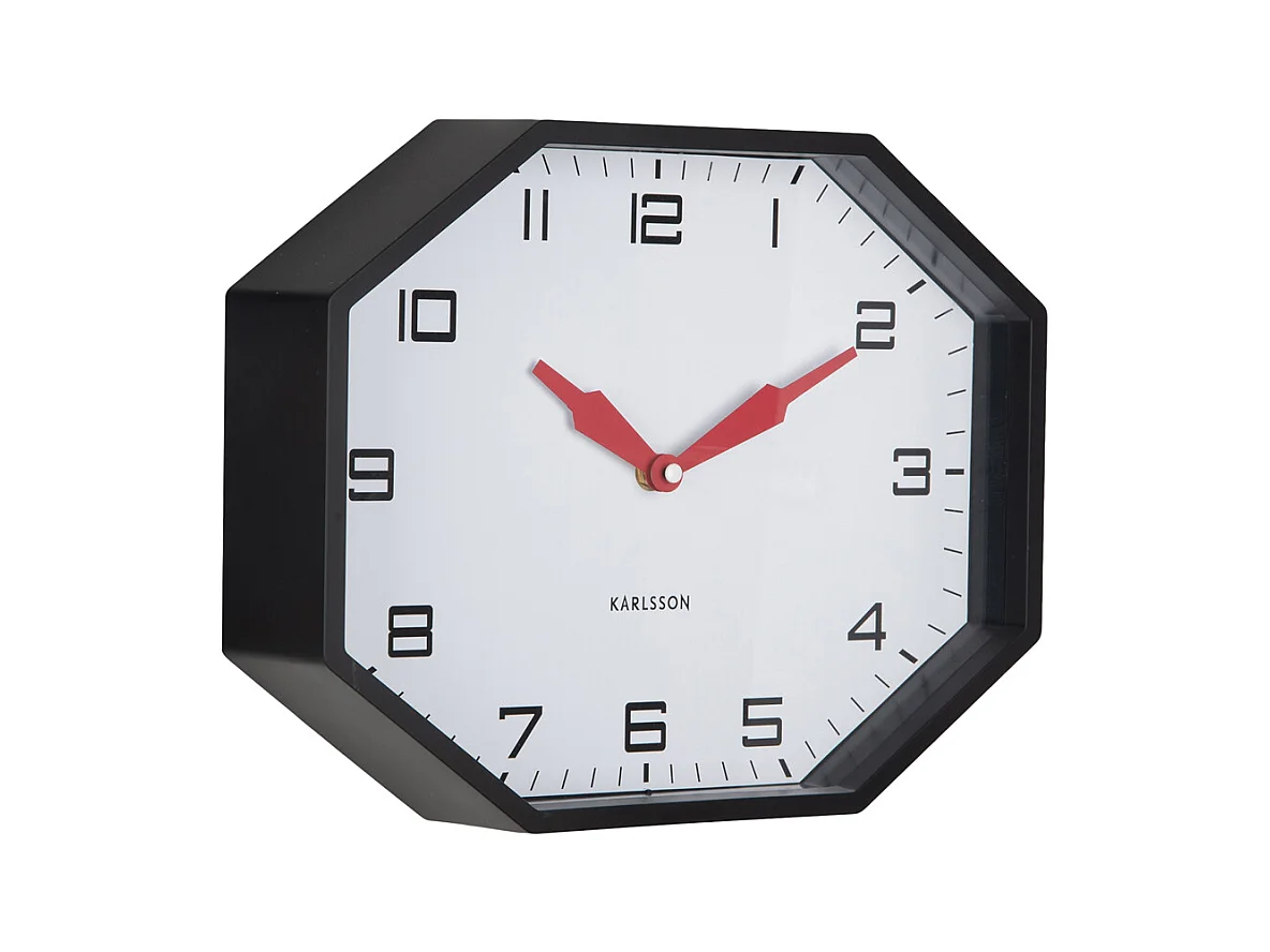 Wekker Modern Factory Octagon- 32x32x26 cm - Zwart