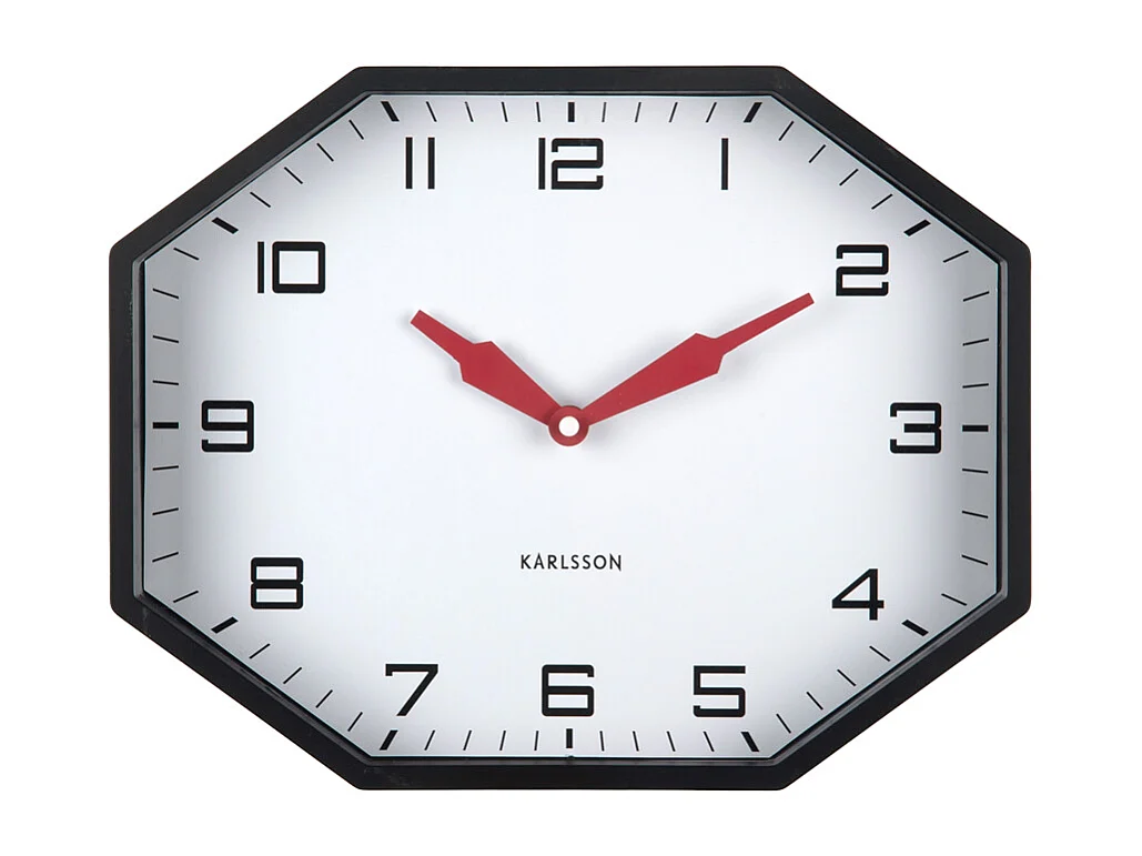 Réveil octogonal Modern Factory - 32 x 32 x 26 cm - Noir