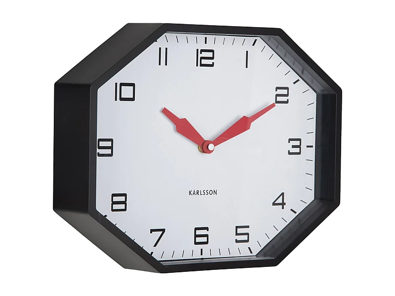 Réveil octogonal Modern Factory - 32 x 32 x 26 cm - Noir