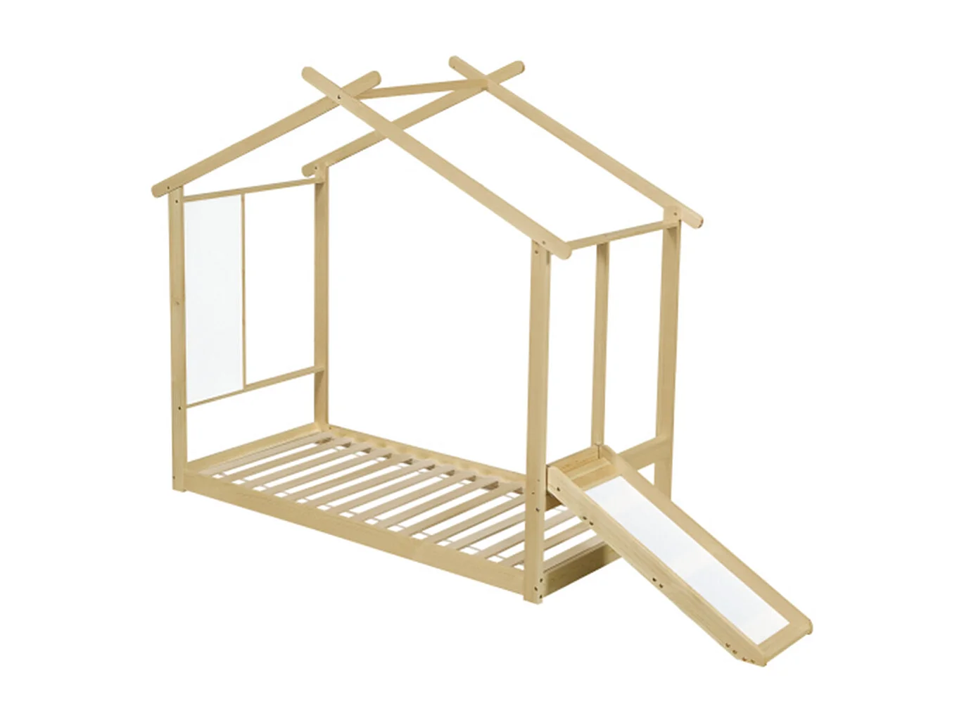 Kinderbett, Einzelbett,Schönes Dachdesign, Mit beschreibbarer Weißwandtafel,90x200cm