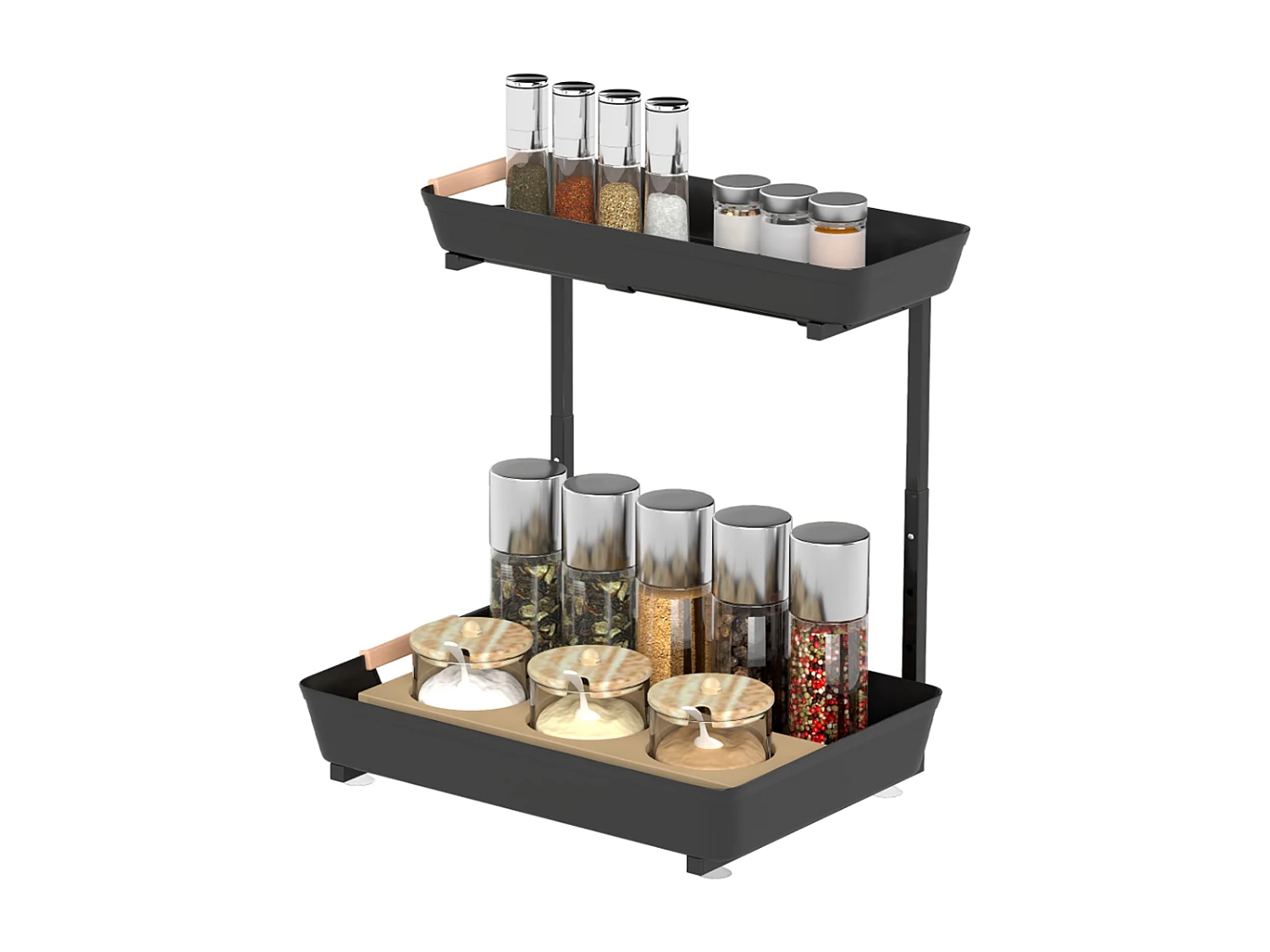 Küchenregal, Höhenverstellbar Standregal mit 2 Körbe, Kaffeebar 40 x 30 x 33,5-42 cm