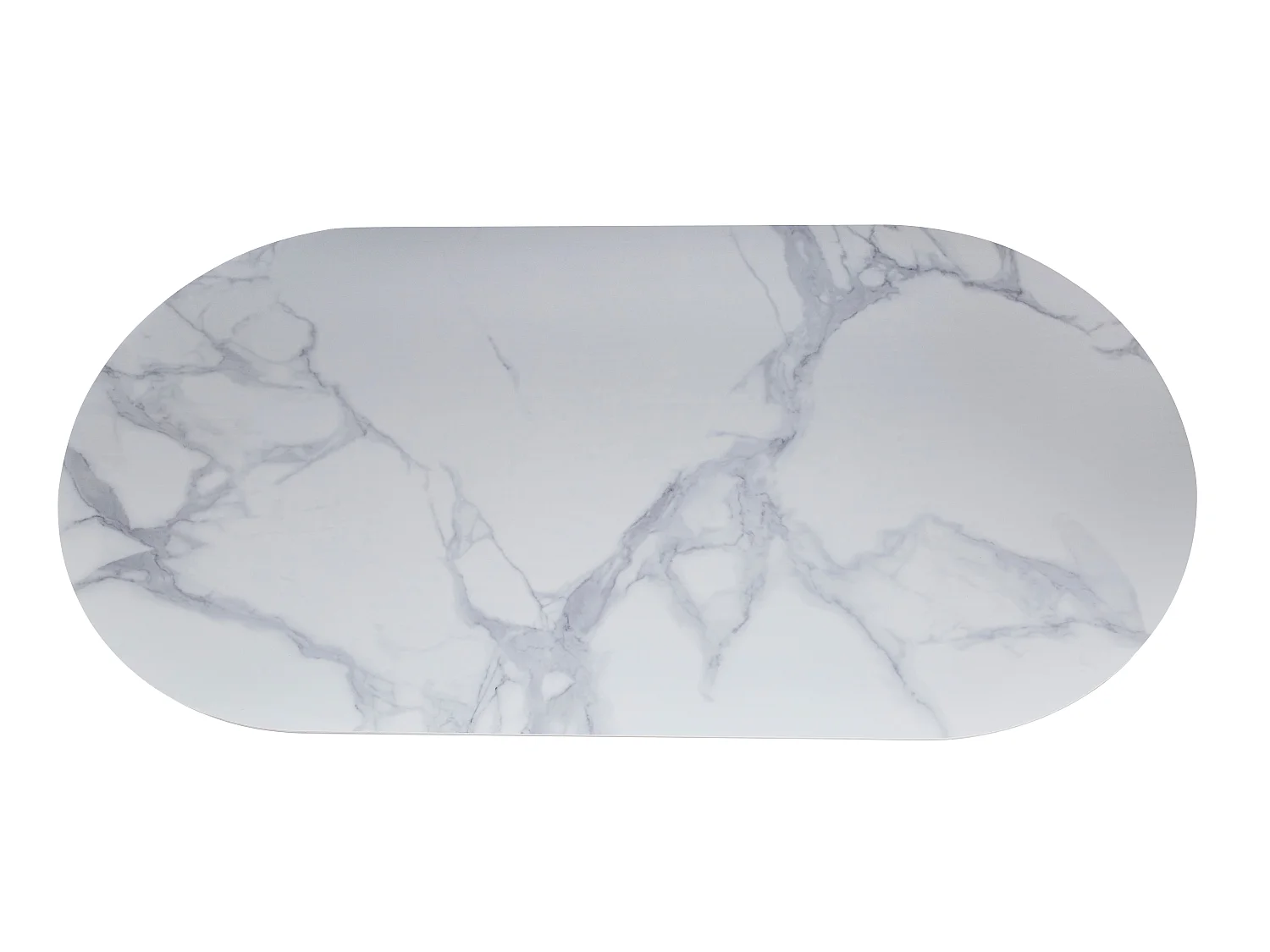 Table à manger ANNA plateau en céramique marbré blanc L 180 cm