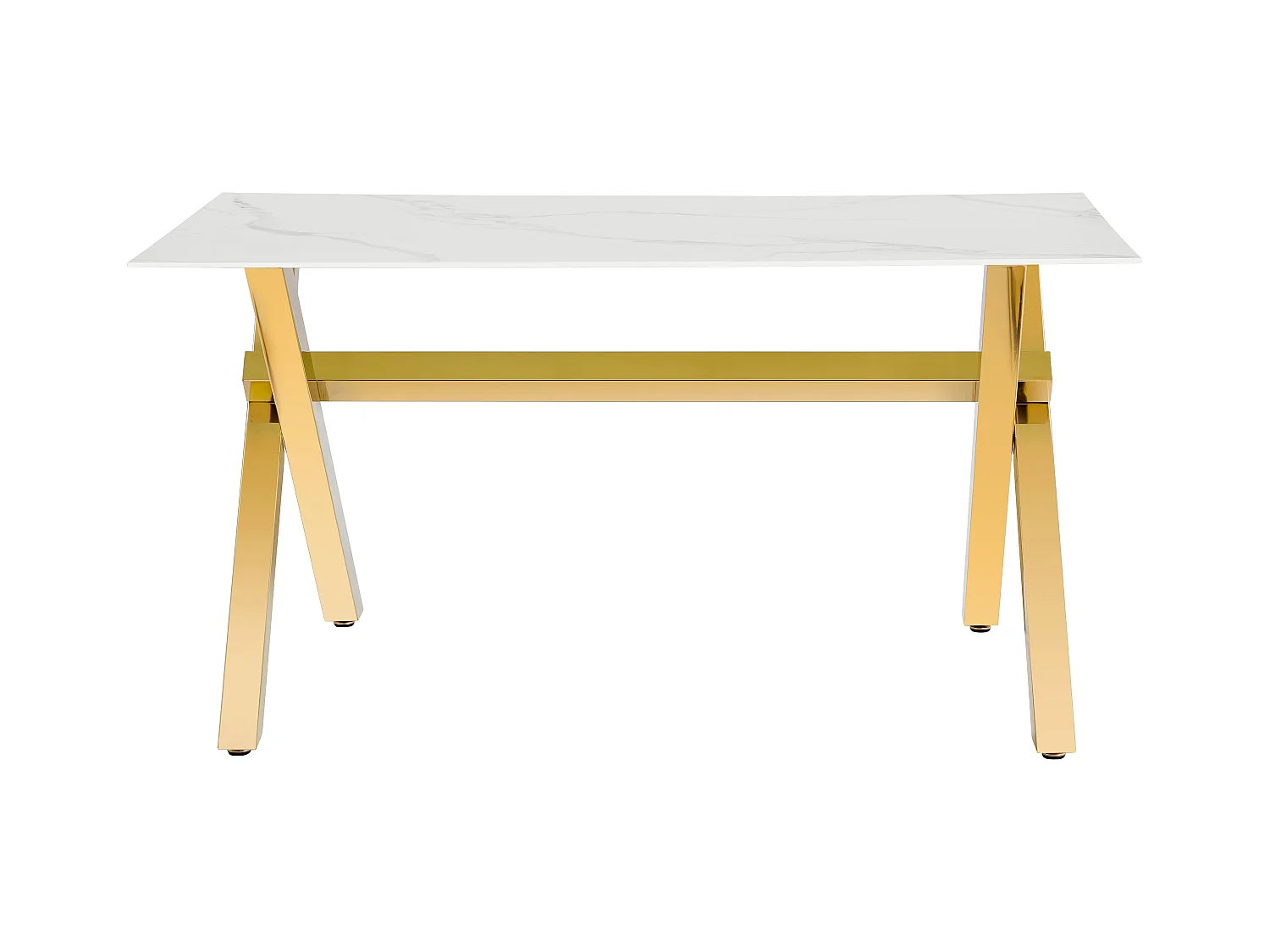 Table Repas IXE – Pied Gold & Verre Trempé – 150x90x75 cm