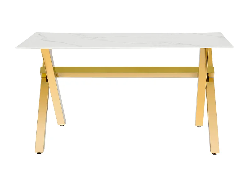 Table Repas IXE – Pied Gold & Verre Trempé – 150x90x75 cm