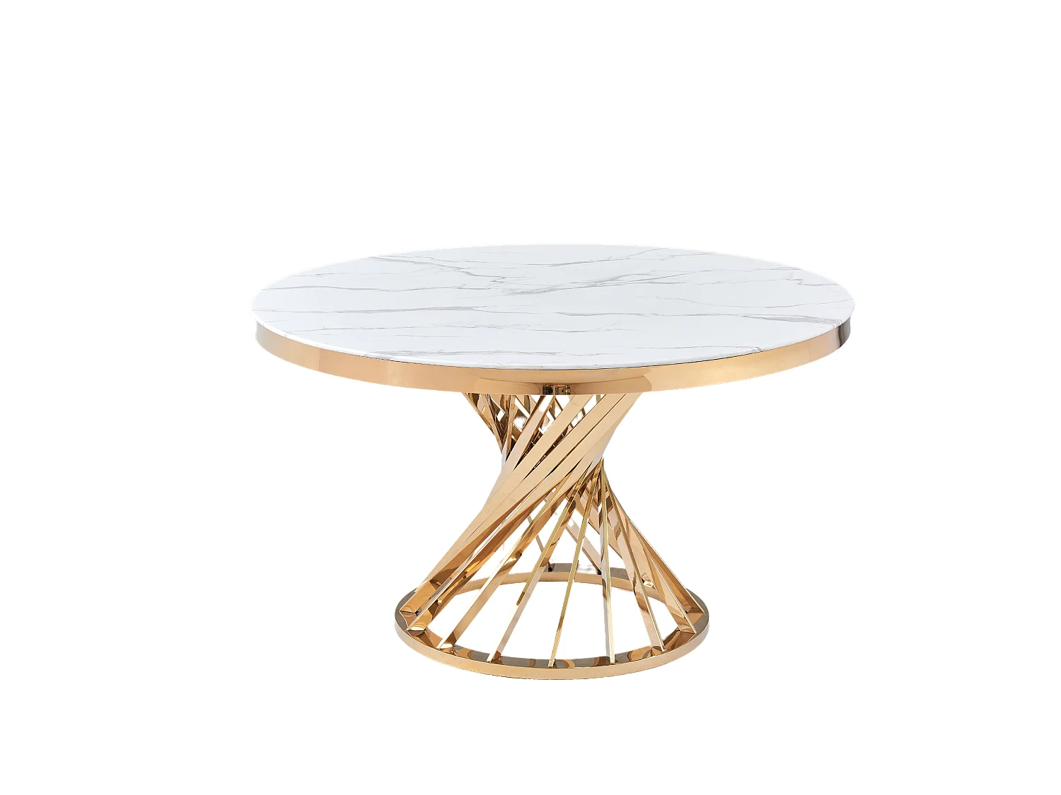 Table à manger ronde NAUTILUS en verre marbre blanc