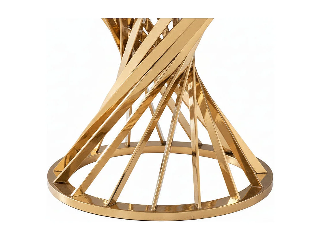 Table à manger ronde en verre trempé effet marbre blanc Gold - NAUTILUS