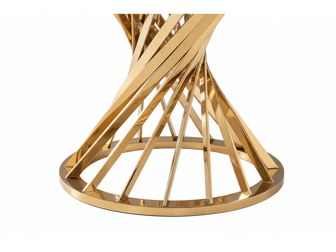 Table à manger ronde en verre trempé effet marbre blanc Gold - NAUTILUS