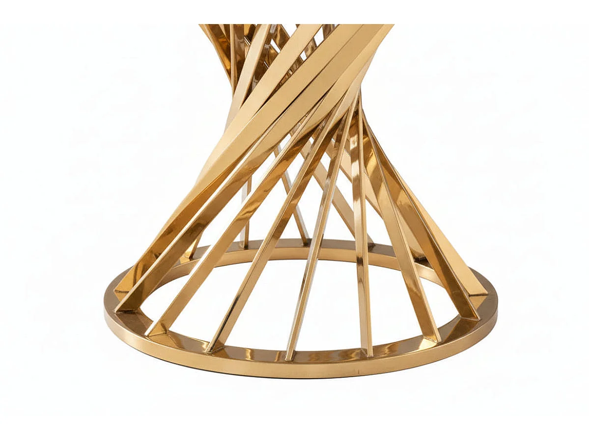 Table à manger ronde en verre trempé effet marbre blanc Gold - NAUTILUS